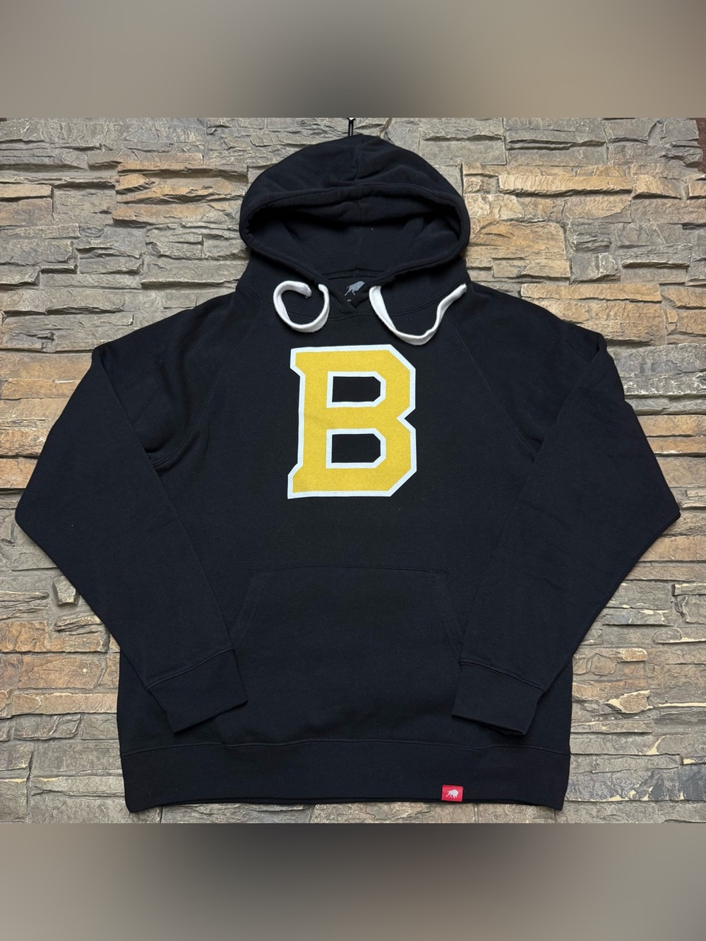 Boston Bruins Pullover Hoodie Sweatshirt Men’s Large Black NHL Hockey Logo Retro